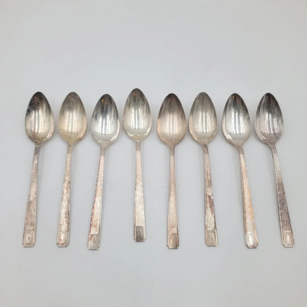 8pc Community Plate Noblesse Silver Plate Tablespoons Art Deco 1930s Set